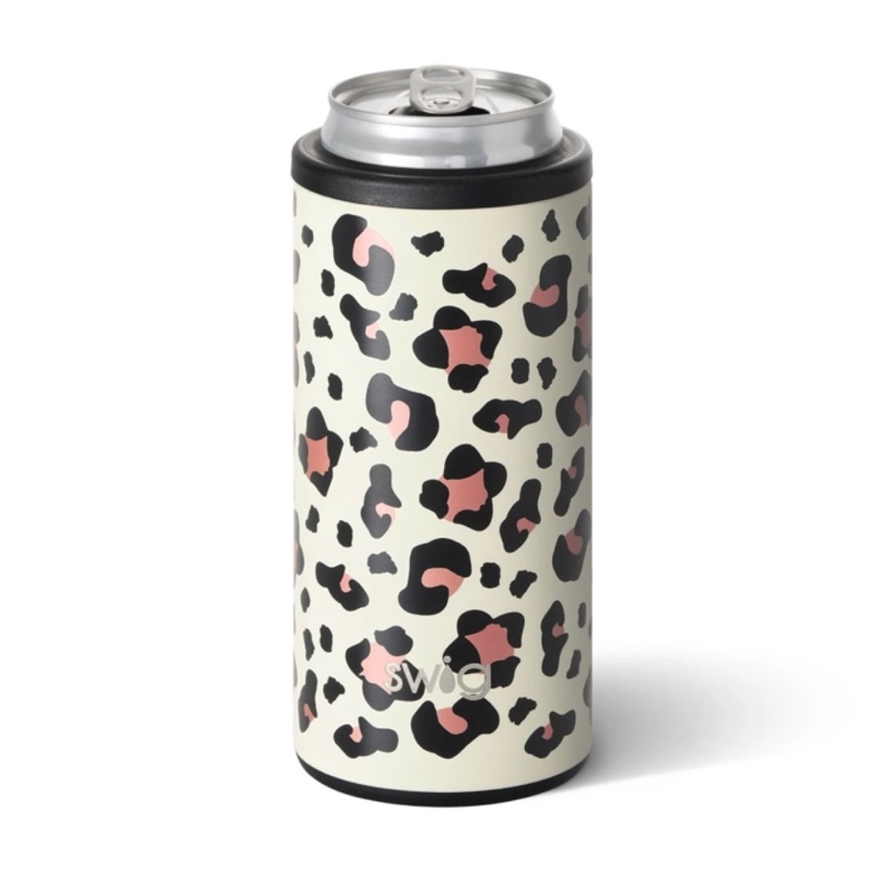 Swig leopard can cooler for White Claw, Truly
